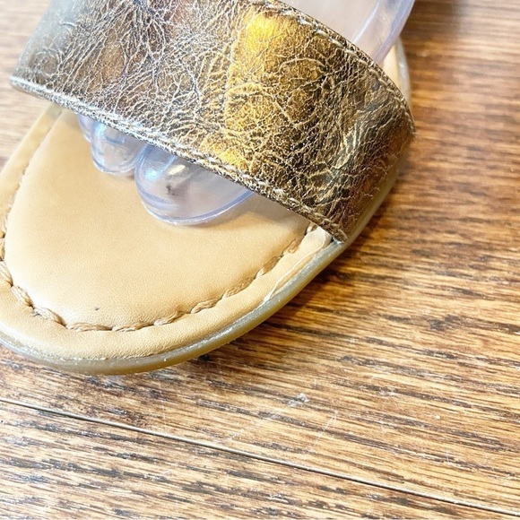 Crown by BORN | Leather Sling Back Metallic Block Heeled Sandals Size 9 - Picture 8 of 15